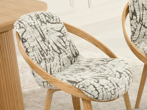 Designová jídelní židle HODA - béžovošedá / dub