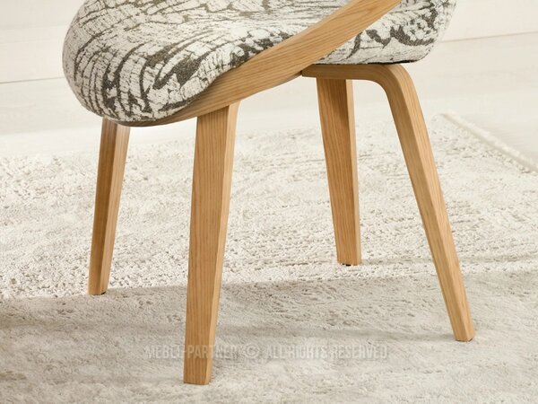 Designová jídelní židle HODA - béžovošedá / dub