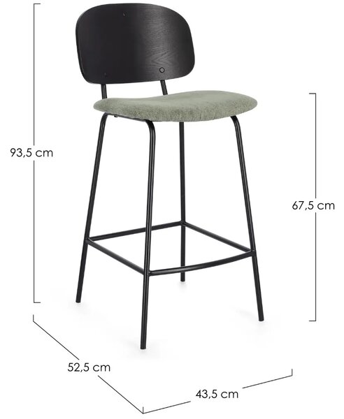 Bizzotto Černá dřevěná barová židle Sienna se zeleným sedákem 68 cm