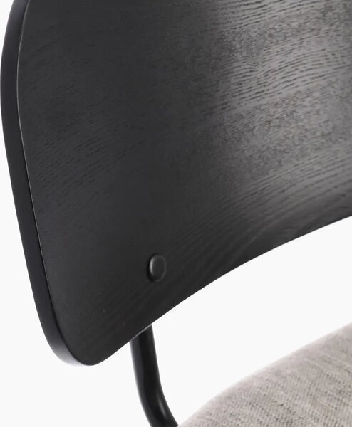 Bizzotto Černá dřevěná barová židle Sienna se světle šedým sedákem 68 cm