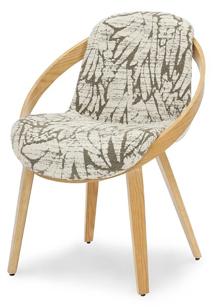 Designová jídelní židle HODA - béžovošedá / dub