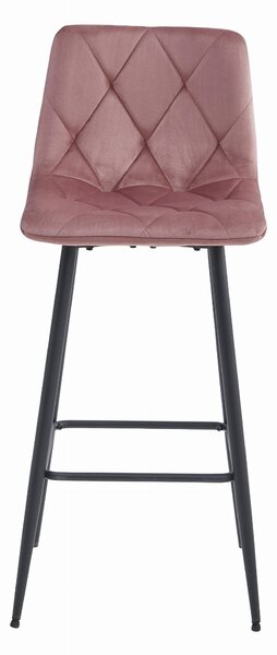 Tmavě růžová barová židle NADO VELVET s černými nohami