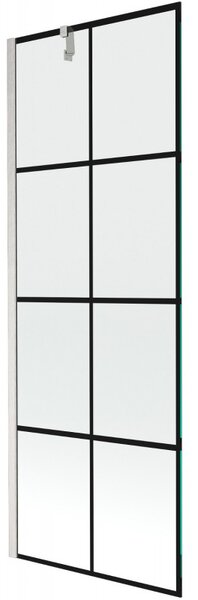 Mexen Next, 1-křídlová vanová zástěna 70 x 150 cm, 6mm čiré sklo - černý vzor, ​​ocelová, 895-070-000-00-77-97