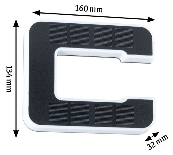Paulmann 94652 solární domovní číslo, písmeno C s vyměnitelnou baterií LED 0,2W 3000K, výška 13,4cm, IP44