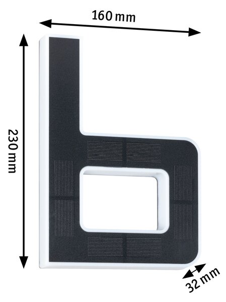 Paulmann 94651 solární domovní číslo, písmeno B s vyměnitelnou baterií LED 0,2W 3000K, výška 23cm, IP44