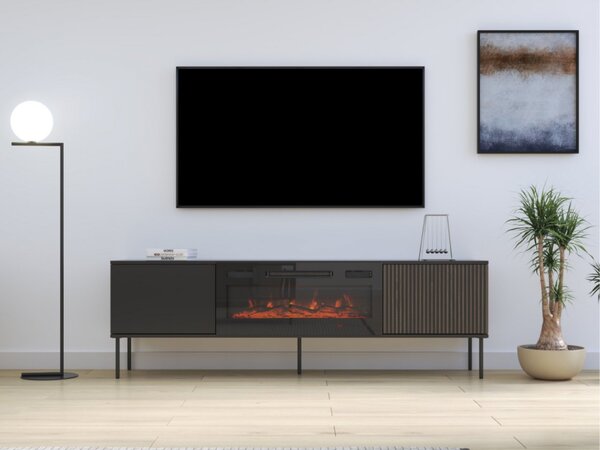 TV stolek/skříňka s krbem Kebrex 05, Barva:: černá / černá + ořech 5903211529078