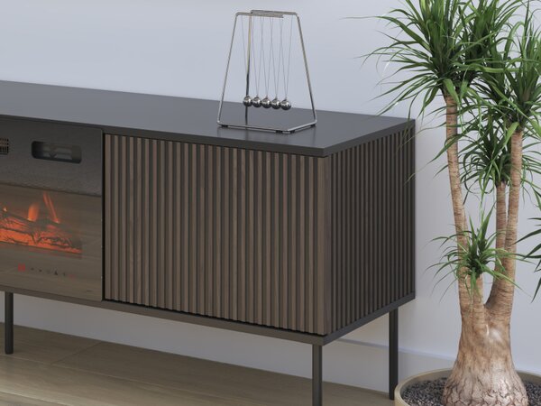 TV stolek/skříňka s krbem Kebrex 05, Barva:: černá / černá + ořech 5903211529078