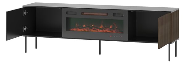 TV stolek/skříňka s krbem Kebrex 05, Barva:: černá / černá + ořech 5903211529078