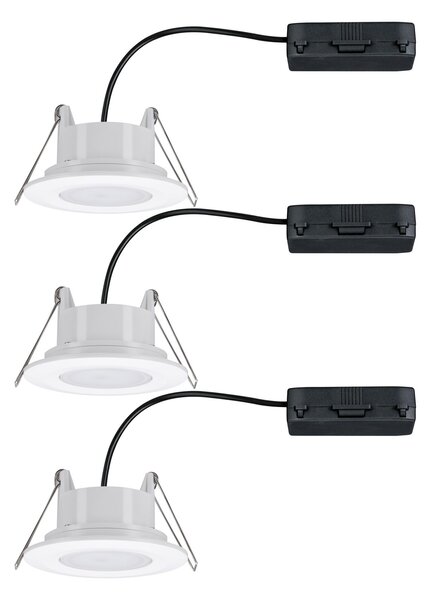 Paulmann 99931 Calla, set kulatých výklopných bodovek v matně bílé úpravě, 3x5,2W LED 4000K, stmívatelné, prům.9cm, IP65