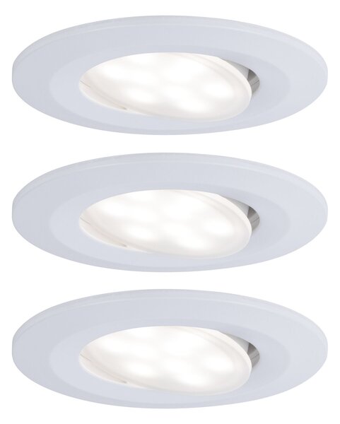 Paulmann 99931 Calla, set kulatých výklopných bodovek v matně bílé úpravě, 3x5,2W LED 4000K, stmívatelné, prům.9cm, IP65