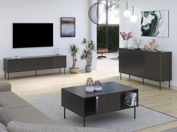 Sestava nábytku do obývacího pokoje Kebrex I, Barva:: černá / černá + ořech 5903211529061