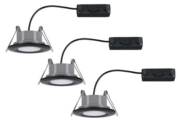 Paulmann 99991 Calla, set kulatých výklopných bodovek v matně černé úpravě, 3x5,2W LED 4000K, stmívatelné, prům.9cm, IP65
