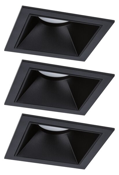 Paulmann 93125 Cole Coin, set bodovek v černé úpravě, 3x6W LED 2700K tříkrokové stmívání, 8,8x8,8cm, IP44