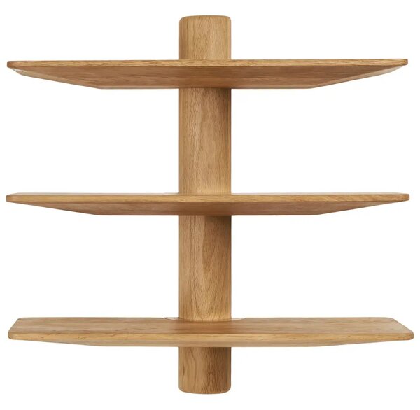 Nordic Living Trojitá dubová nástěnná police Calcata 55 cm