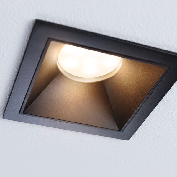Paulmann 93125 Cole Coin, set bodovek v černé úpravě, 3x6W LED 2700K tříkrokové stmívání, 8,8x8,8cm, IP44
