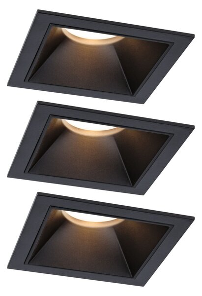 Paulmann 93125 Cole Coin, set bodovek v černé úpravě, 3x6W LED 2700K tříkrokové stmívání, 8,8x8,8cm, IP44