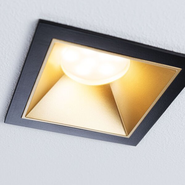 Paulmann 93129 Cole Coin, set bodovek v černo-zlaté úpravě, 3x6W LED 2700K tříkrokové stmívání, 8,8x8,8cm, IP44