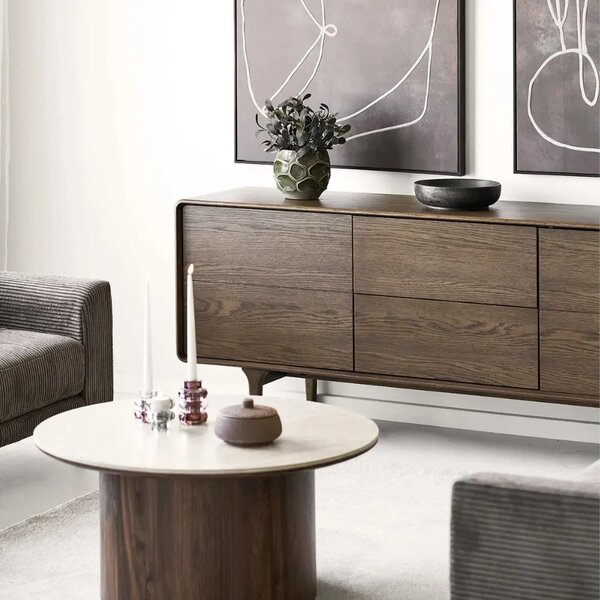 -25 % Dny Marianne - Nordic Living Hnědá dubová komoda Dawe 180 x 45 cm