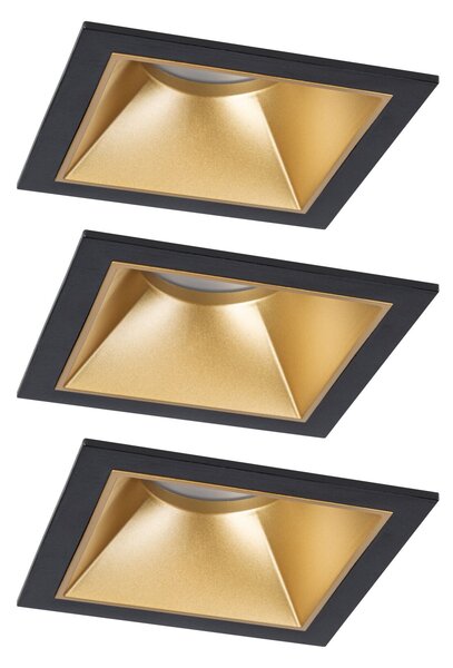 Paulmann 93129 Cole Coin, set bodovek v černo-zlaté úpravě, 3x6W LED 2700K tříkrokové stmívání, 8,8x8,8cm, IP44