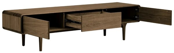 Nordic Living Hnědý dubový TV stolek Dawe 180 x 45 cm