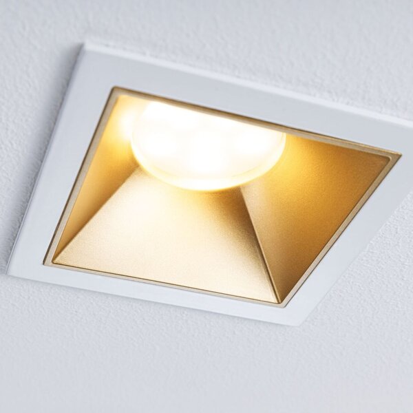 Paulmann 93132 Cole Coin, bodovka v bílo-zlaté úpravě, 1x6W LED 2700K tříkrokové stmívání, 8,8x8,8cm, IP44