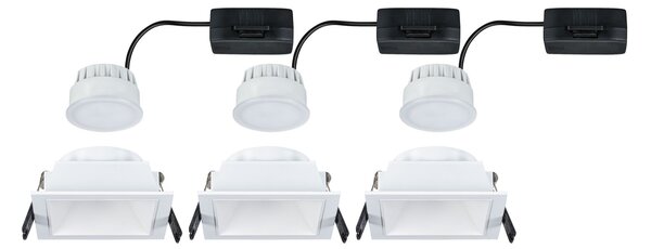 Paulmann 93126 Cole Coin, set bodovek v bílé úpravě, 3x6W LED 2700K tříkrokové stmívání, 8,8x8,8cm, IP44