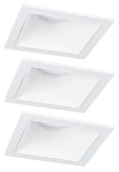 Paulmann 93126 Cole Coin, set bodovek v bílé úpravě, 3x6W LED 2700K tříkrokové stmívání, 8,8x8,8cm, IP44