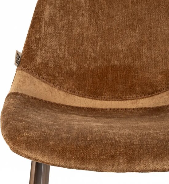 Dutchbone Koňakově hnědá čalouněná barová židle Franky 65 cm