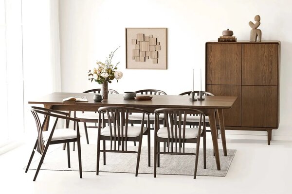 Nordic Living Hnědý dubový rozkládací jídelní stůl Dawe 240/340 x 100 cm