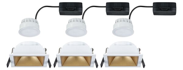 Paulmann 93130 Cole Coin, set bodovek v bílo-zlaté úpravě, 3x6W LED 2700K tříkrokové stmívání, 8,8x8,8cm, IP44