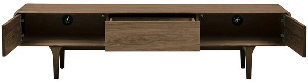 Nordic Living Hnědý dubový TV stolek Dawe 180 x 45 cm
