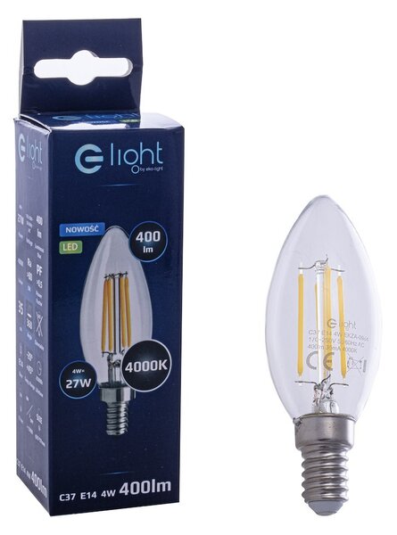 Dekorační LED žárovka E14 neutrální 4000k 4w 470 lm svíčka