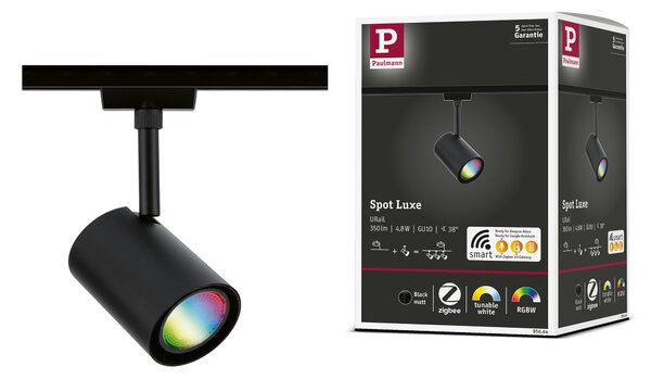 Paulmann 95664 Luxe, spot pro Urail system, Zigbee 4,8W GU10 RGBW + stmívatelné, matná černá