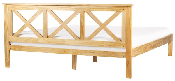 Postel Borovicové dřevo TANNAY 180 x 200 cm Světle hnědá