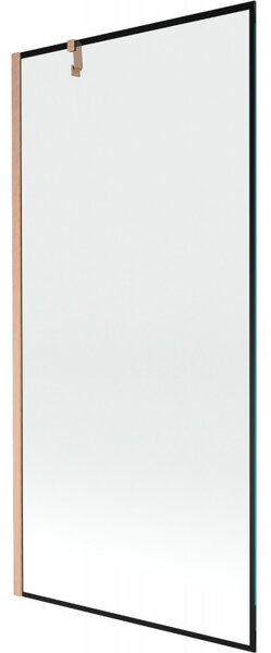 Mexen Next, 1-křídlová vanová zástěna 90 x 150 cm, 6mm čiré sklo - černý vzor, ​​měděná matná, 895-090-000-00-70-65