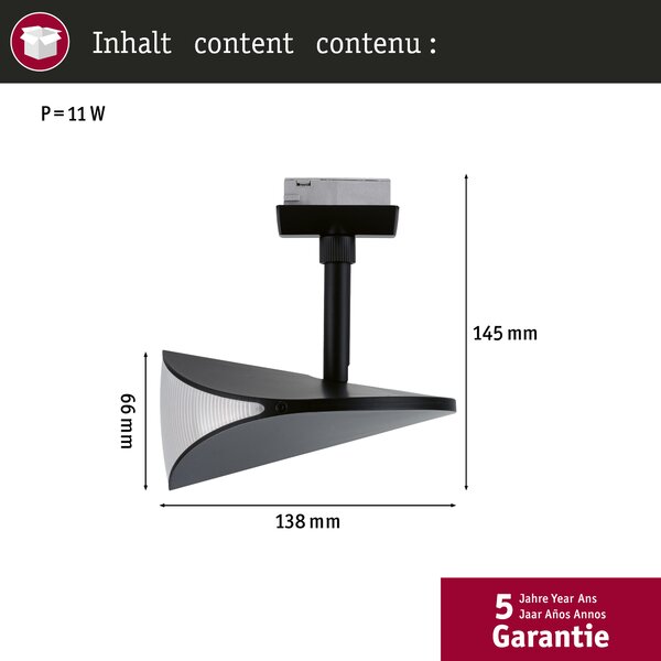 Paulmann 94961 Alejandro, spot pro Urail system, 10W LED 3000K tříkrokové stmívání, matná černá