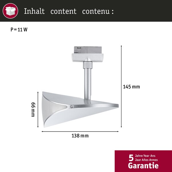 Paulmann 94959 Alejandro, spot pro Urail system, 10W LED 3000K tříkrokové stmívání, matný chrom