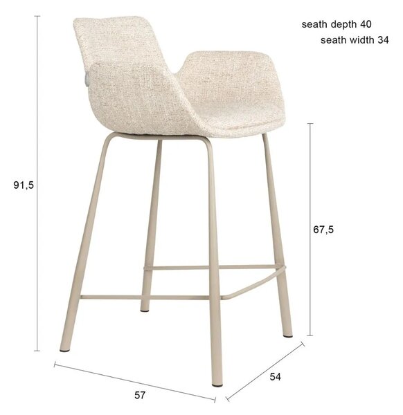 Zuiver Béžová čalouněná barová židle BRIT 68 cm