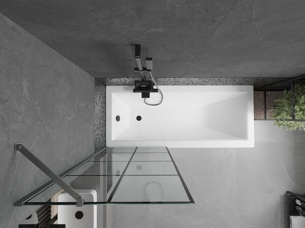 Mexen Next, 1-křídlová vanová zástěna 70 x 150 cm, 6mm čiré sklo - černý vzor, ​​broušený grafit, 895-070-000-00-77-66