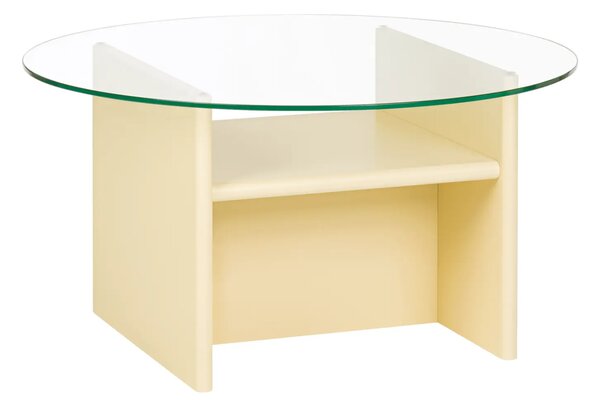 Noo.ma Žlutý konferenční stolek Tovo ⌀85 cm se skleněnou deskou