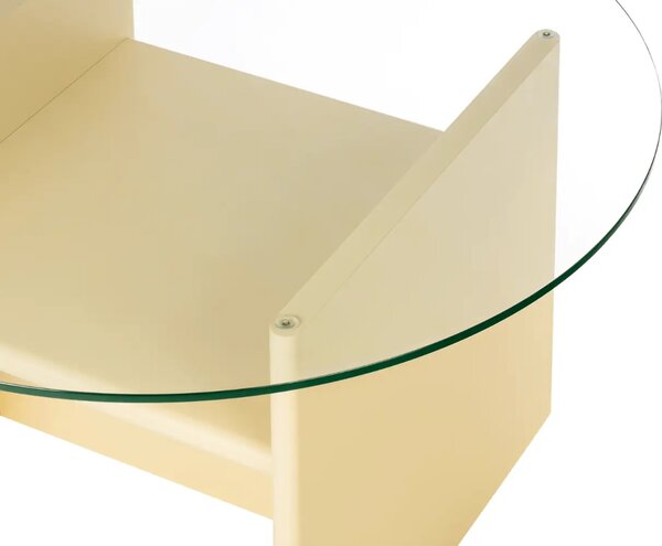 Noo.ma Žlutý konferenční stolek Tovo ⌀85 cm se skleněnou deskou