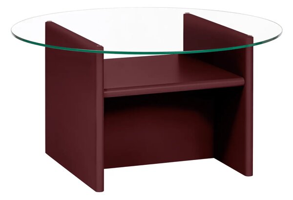 Noo.ma Červený konferenční stolek Tovo ⌀85 cm se skleněnou deskou