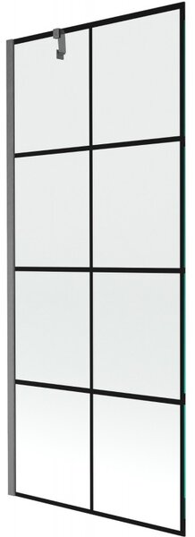 Mexen Next, 1-křídlová vanová zástěna 80 x 150 cm, 6mm čiré sklo - černý vzor, ​​broušený grafit, 895-080-000-00-77-66