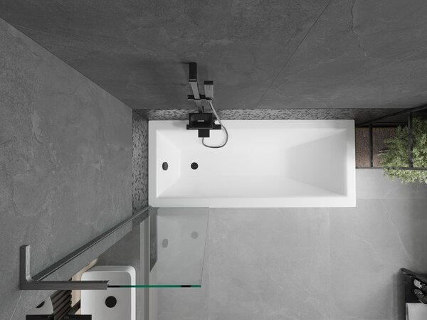 Mexen Next, vanová zástěna 1-křídlová 50 x 150 cm, fixní křídlo, 6 mm čiré sklo, broušený grafit profil, 895-050-000-03-00-66