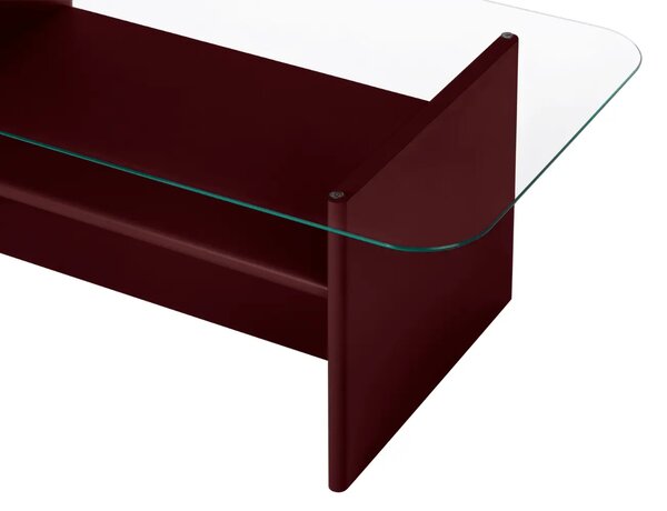 Noo.ma Červený konferenční stolek Tovo 110 x 63 cm se skleněnou deskou