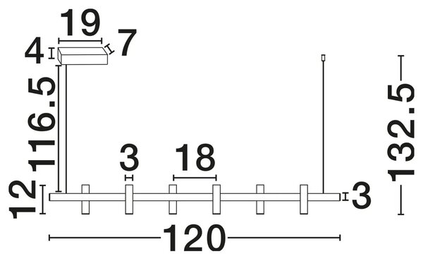 Nova Luce Černé kovové závěsné LED světlo Avelo 120 cm