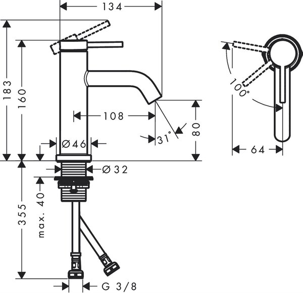 Hansgrohe Tecturis S umyvadlová baterie stojící bílá 73301700