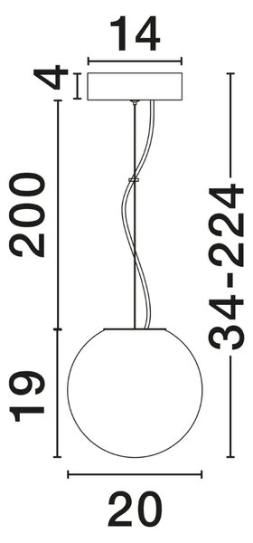 Nova Luce Bílé skleněné závěsné LED světlo Bolita 20 cm
