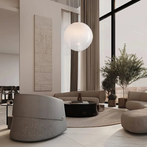 Nova Luce Bílé skleněné závěsné LED světlo Bolita 50 cm