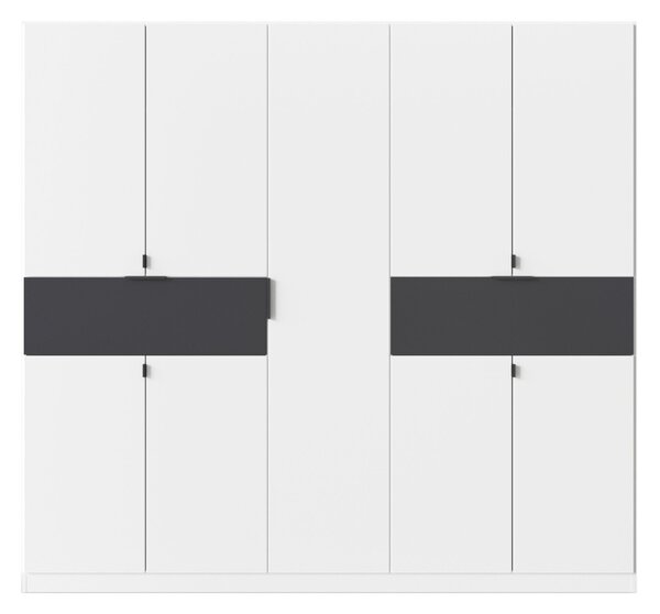 Šatní skříň TICAO III alpská bílá/šedá metalická, šířka 226 cm